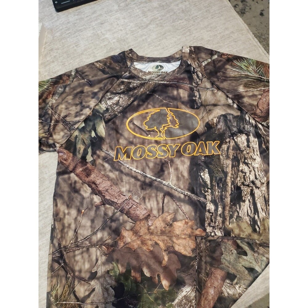 Men's Mossy Oak Short Sleeved Camo 100% Polyester Shirt - Size XL - Picture 4 of 6